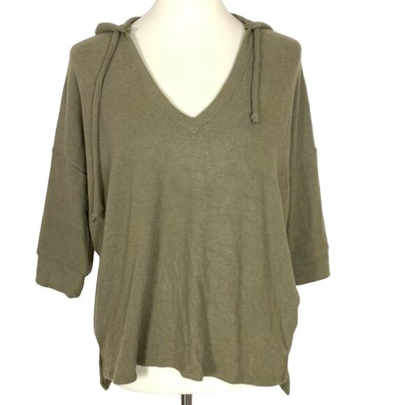 Chaser Hooded Green Knit Top Short Sleeve Small - Picture 7 of 7